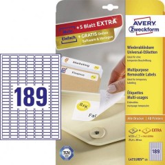 Etichette 25.4 x 10 mm Carta Bianco 5760 pz. Staccabile Etichetta universale Inchiostro, 