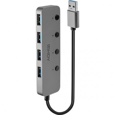 4 Port USB 3.0 Hub mit Ein-/Ausschaltern 4 Porte Hub USB 3.0 Commutabile singolarmente Grigio