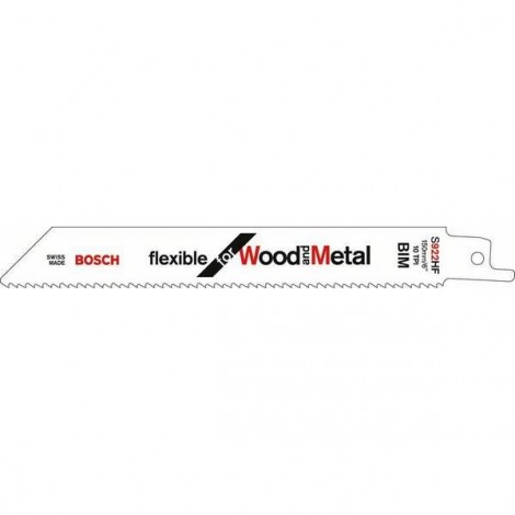 Bosch, lama per sega frontale S 922 HF, flessibile per legno e metallo, kit 5 pezzi