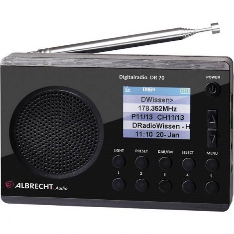 Albrecht DR 70 Radio portatile DAB+, FM torcia elettrica Nero