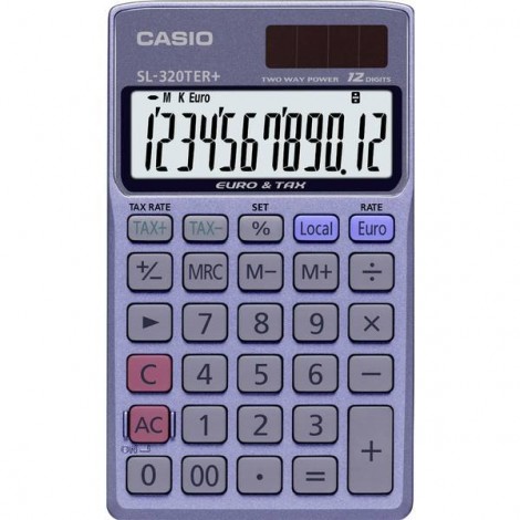 Casio Calcolatrice tascabile Blu Display (cifre): 12 a energia solare, a batteria (L x A x P) 70 x 118.5 x 8
