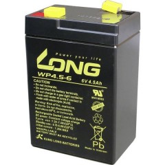 Long Batteria al piombo 6 V 4.5 Ah Piombo-AGM (L x A x P) 70 x 106 x 47 mm Spina piatta 4,8 mm Bassa