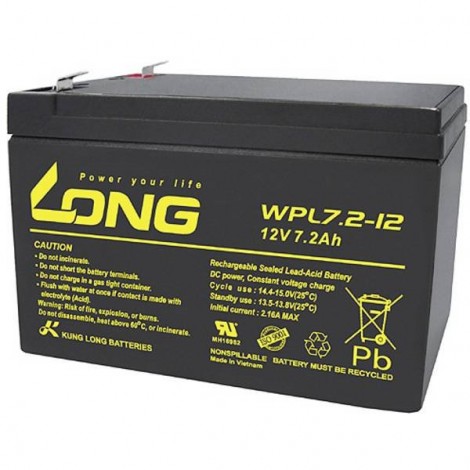 Long Batteria al piombo 12 V 7.2 Ah Piombo-AGM (L x A x P) 151 x 102 x 65 mm Spina piatta 6,35 mm