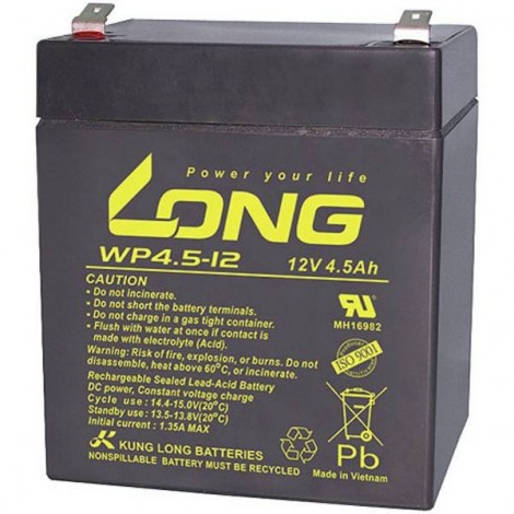 Long Batteria al piombo 12 V 4.5 Ah Piombo-AGM (L x A x P) 90 x 107 x 70 mm Spina piatta 4,8 mm Bassa