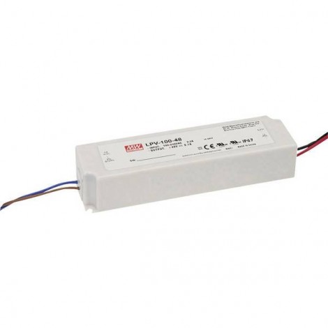 Mean Well Trasformatore per LED Tensione costante 100 W 0 - 2.1 A 48 V/DC non dimmerabile, Circuito PFC,