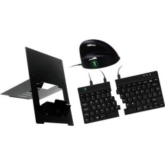 R-GO Tools USB Kit tastiera, mouse Ergonomico Tedesco, QWERTZ Nero