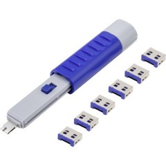 Blocco porta USB Kit da 6 Argento, Blu incl. 1 chiave RF-4714586