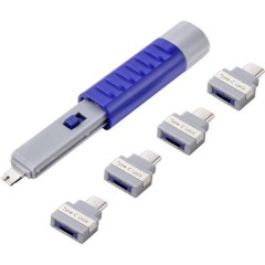 Renkforce Blocco porta USB Kit da 4 Blu, Grigio incl. 1 chiave